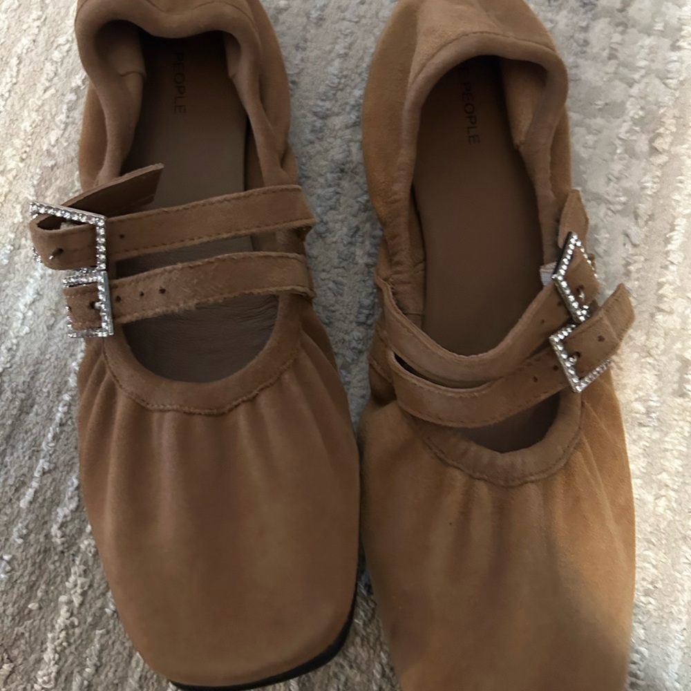 Free People Tan Suede Flats